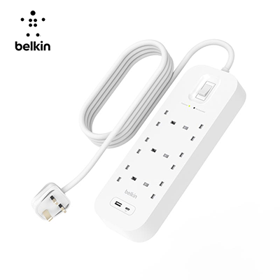 Belkin 6Way 2M Surge Protection Strip with USB A + C by Corporate Gift Store Singapore