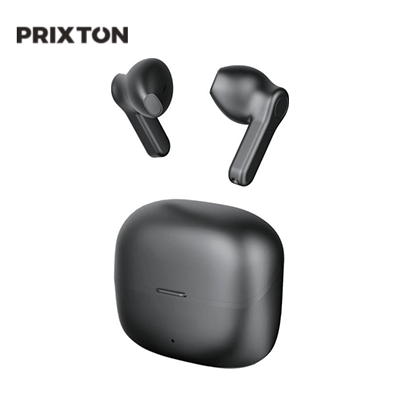 Prixton TWS155 Bluetooth Earbuds with charging case in black color, ideal for corporate gifts.