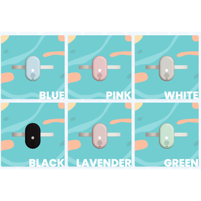 Drink Water Reminder Device in blue, pink, white, black, lavender, and green variations.
