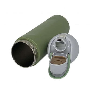Double Wall Stainless Steel Thermal Flask 720ml open showing lid and spout, ideal for hydration as a corporate gift.