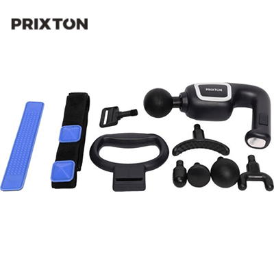 Prixton Fit Power Flex Massage Gun with interchangeable heads and accessories for personalized muscle therapy.