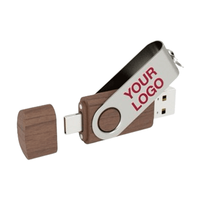 Metal Swivel Wooden USB OTG by Corporate Gift Store Singapore