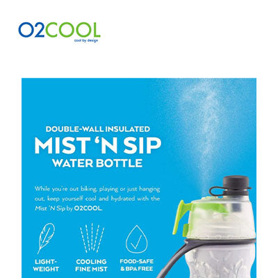 O2COOL Arctic Squeeze Sw Mist ‘N Sip Insulated Water Bottle 20oz with Lock & Mount by Corporate Gift Store Singapore