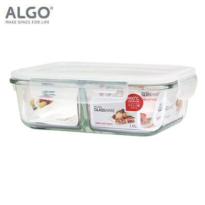 Algo Glass Food Container with Divider 1L by Corporate Gift Store Singapore