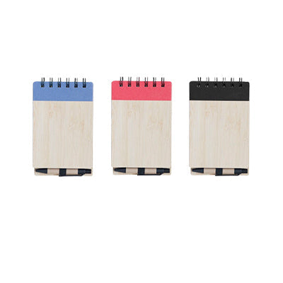 Bamboo Cover Notepad with Pen by Corporate Gift Store Singapore