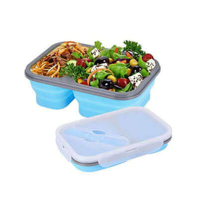 2 Compartment Silicone Collapsible Lunch Box by Corporate Gift Store Singapore