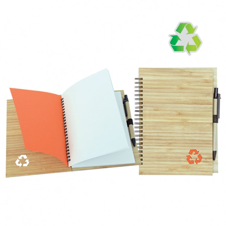 Bamboo Cover Notebook With Pen by Corporate Gift Store Singapore