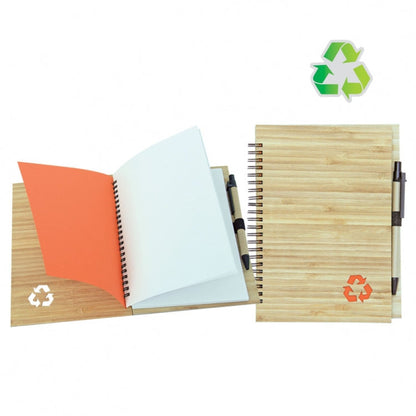 Bamboo Cover Notebook With Pen by Corporate Gift Store Singapore