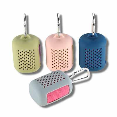 Mini Sports Quick Dry Towel with Silicone Case by Corporate Gift Store Singapore