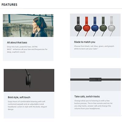 Sony Extra Bass™ Headphones with Mic by Corporate Gift Store Singapore