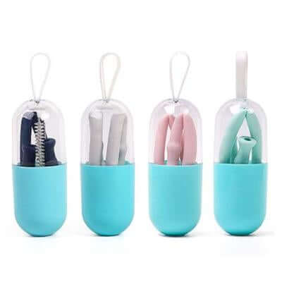 Foldable Silicone Straw Kit by Corporate Gift Store Singapore