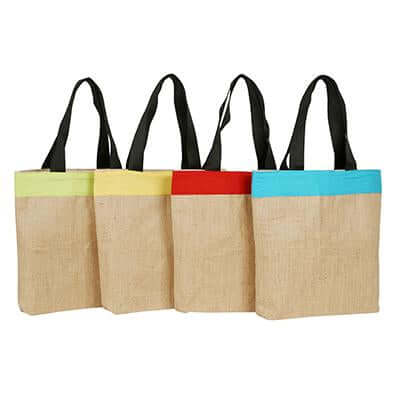 Eco Friendly Jute and Coloured Canvas Tote Bag by Corporate Gift Store Singapore