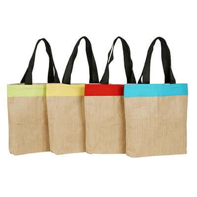 Eco Friendly Jute and Coloured Canvas Tote Bag | gifts shop