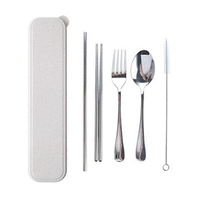 5 Pieces Stainless Steel Cutlery Set with Wheat Straw Case | gifts shop