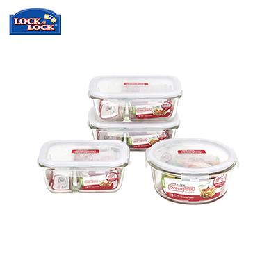 Lock & Lock Euro Glass Container with Divider 4pcs Set by Corporate Gift Store Singapore