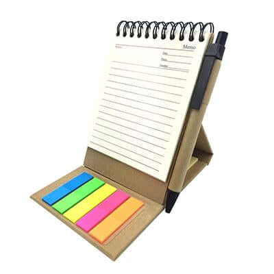 Eco Wire-O Notebook with post it note and pen by Corporate Gift Store Singapore
