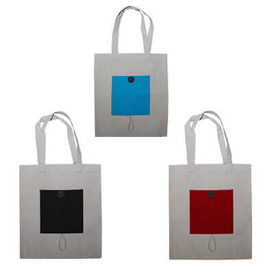 Foldable Cotton Bag with Button by Corporate Gift Store Singapore