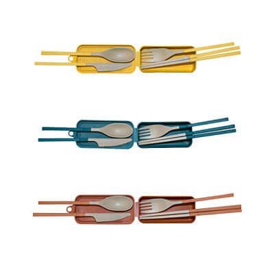 wheat Fiber Foldable Cutlery Set by Corporate Gift Store Singapore
