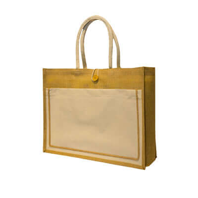 Laminated Jute Bag with Button by Corporate Gift Store Singapore