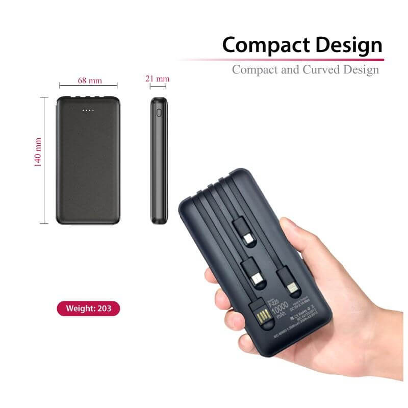 10000mAh Powerbank with 4 Built-in Cable by Corporate Gift Store Singapore