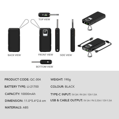 22.5W Quick Charge Powerbank with Built-in Cable by Corporate Gift Store Singapore