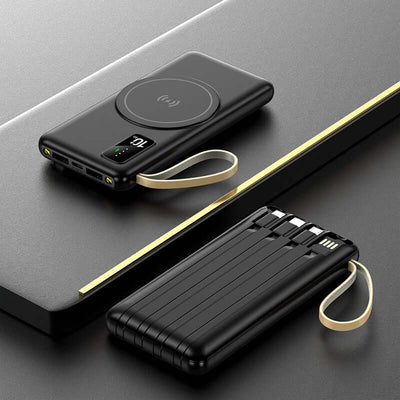 Wireless Powerbank with 4 Built-in Cables by Corporate Gift Store Singapore