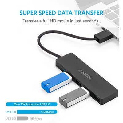 Anker 4-Port USB 3.0 Ultra Slim Data Hub by Corporate Gift Store Singapore