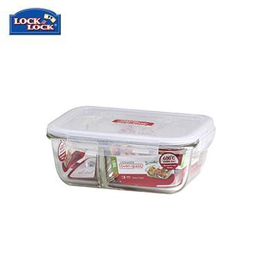 Lock & Lock Euro Rectangle Glass Container with Divider 1.05L by Corporate Gift Store Singapore