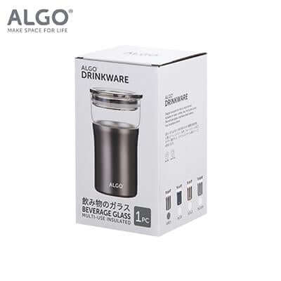 Algo Double Wall Insulated SS Coat Glass Mug 350ml by Corporate Gift Store Singapore