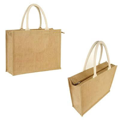 Eco Friendly Jute Tote Bag with Zip | gifts shop