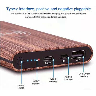 Woodgrain Qi Wireless power bank charger | gifts shop