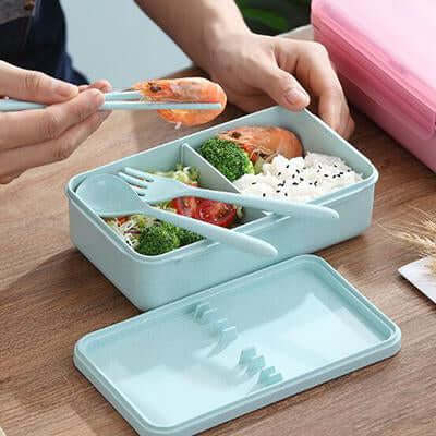 Eco Friendly Wheat Straw Lunch Box with 3pcs Cutlery by Corporate Gift Store Singapore