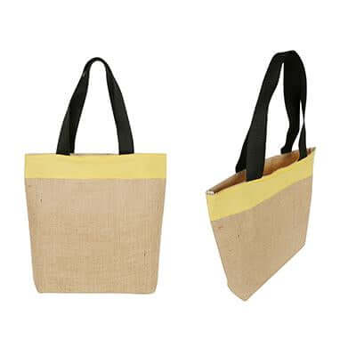 Eco Friendly Jute and Coloured Canvas Tote Bag | gifts shop