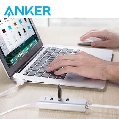Anker Aluminum 3-Port USB 3.0 and Ethernet Hub by Corporate Gift Store Singapore