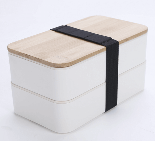 2-tier Lunchbox with Cutlery Set and Bamboo lid by Corporate Gift Store Singapore