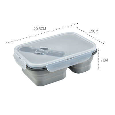 2 Compartment Silicone Collapsible Lunch Box
