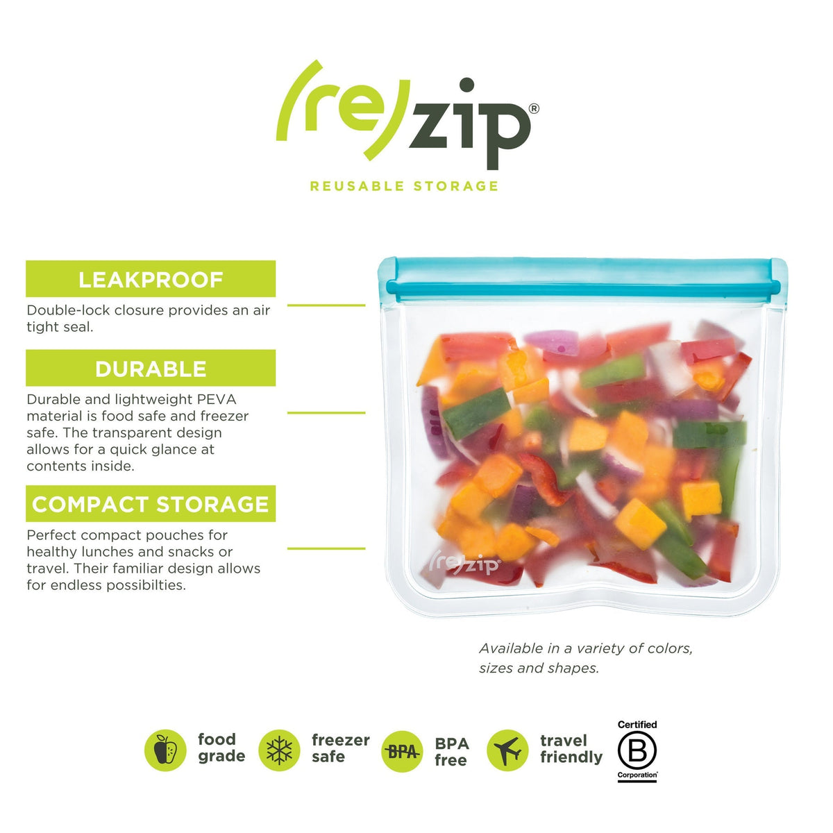Rezip Lay-Flat Gallon Leakproof Reusable Storage Bag 4-pack kit by Corporate Gift Store Singapore