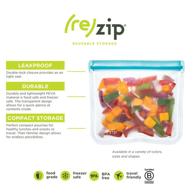 Rezip 5-piece Lay-Flat Starter Leakproof Reusable Storage Bag Kit - multicolor