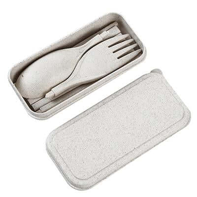 Compact Foldable Wheat Straw Cutlery Set by Corporate Gift Store Singapore