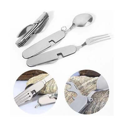 4 in 1 Multifunction Stainless Steel Foldable Travel Cutlery by Corporate Gift Store Singapore