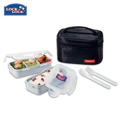 Lock & Lock 2-tier BPA Free Lunch Box with Cutlery by Corporate Gift Store Singapore