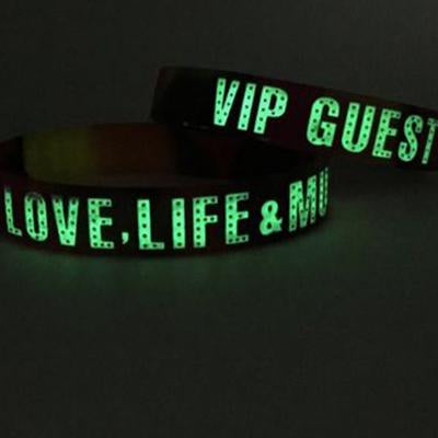 Silicone Wristband with Glowing Text by Corporate Gift Store Singapore