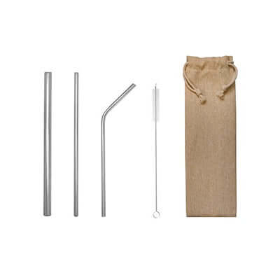 Stainless Steel Straw Set with Canvas Pouch by Corporate Gift Store Singapore