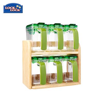 Lock & Lock Slim Seasoning Case 6pcs Set with Wooden Rack | gifts shop