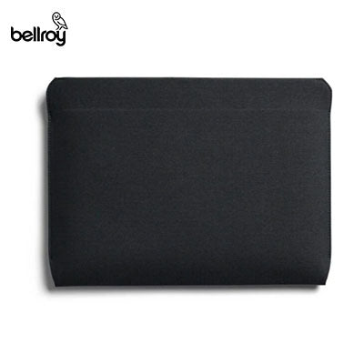 Rear view of a closed black Bellroy Laptop Sleeve showing its plain fabric panel