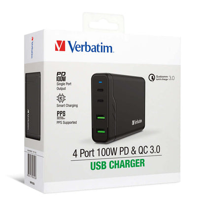 Verbatim 4 Port 100W PD & QC 3.0 USB Charger (AC Power Cord) by Corporate Gift Store Singapore