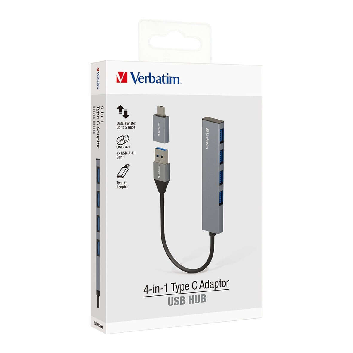 Verbatim 4-in-1 USB Hub with Type C Adaptor by Corporate Gift Store Singapore
