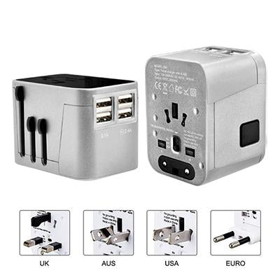 Sleek Travel Adaptor With 4 USB Port by Corporate Gift Store Singapore