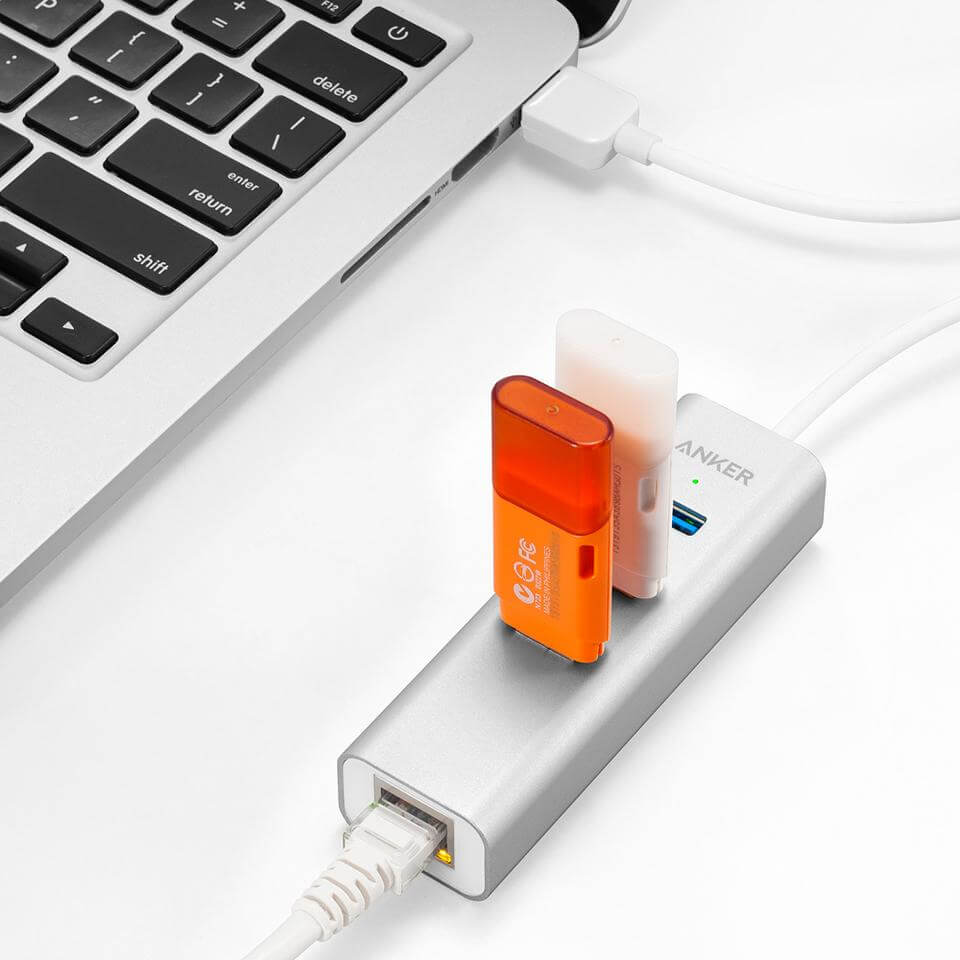 Anker Aluminum 3-Port USB 3.0 and Ethernet Hub by Corporate Gift Store Singapore