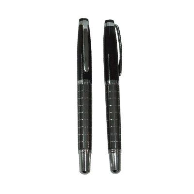 Checkered Metal Rollerball Pen by Corporate Gift Store Singapore